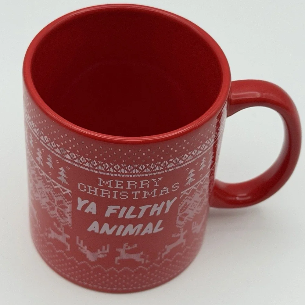 Typo Merry Christmas Ya Filthy‎ Animal Red Stoneware Mug Holiday Coffee Cup 12oz